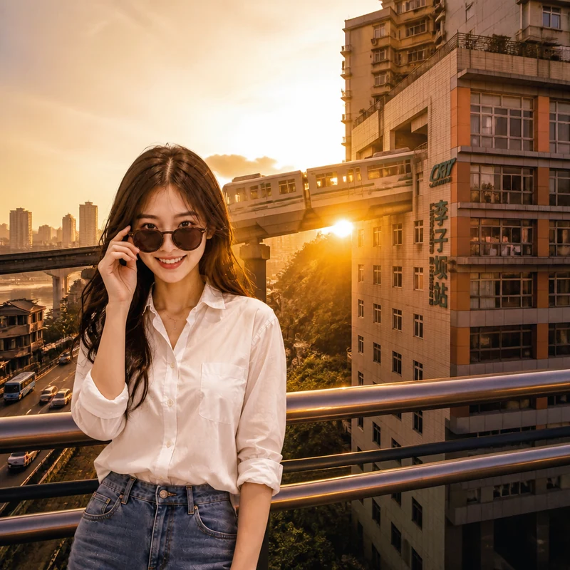 Sunset across the city·AI female style preview