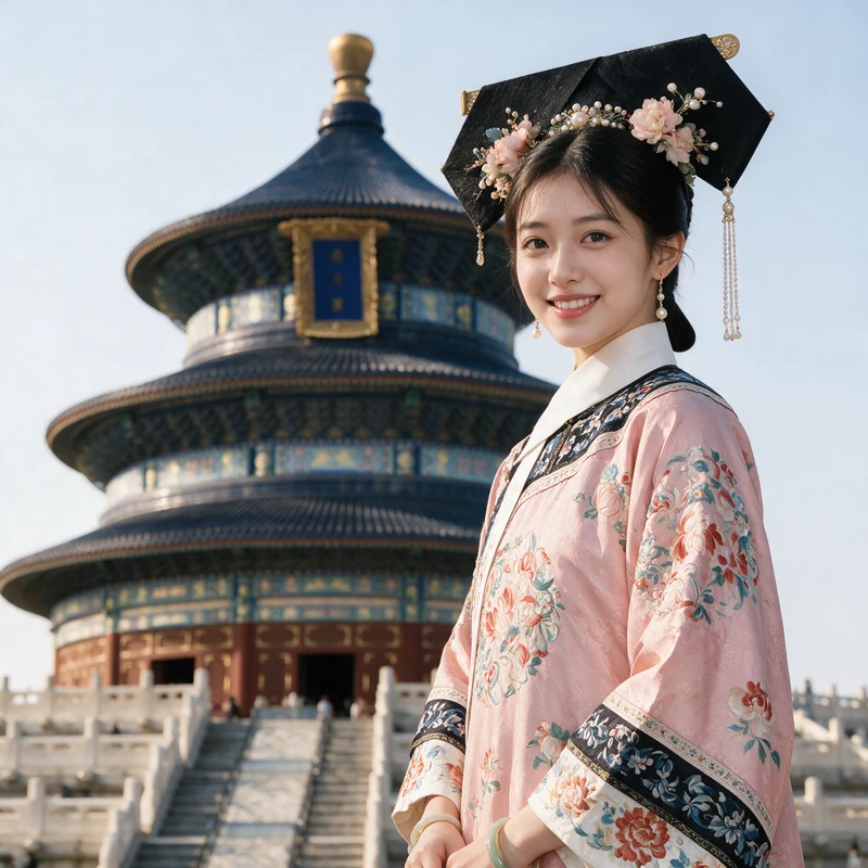 Beijing Temple of Heaven check-in · AI female style preview