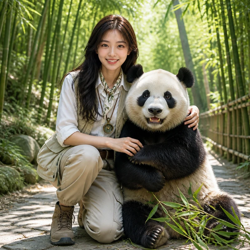 Giant Panda Check-in·AI Female Style Preview