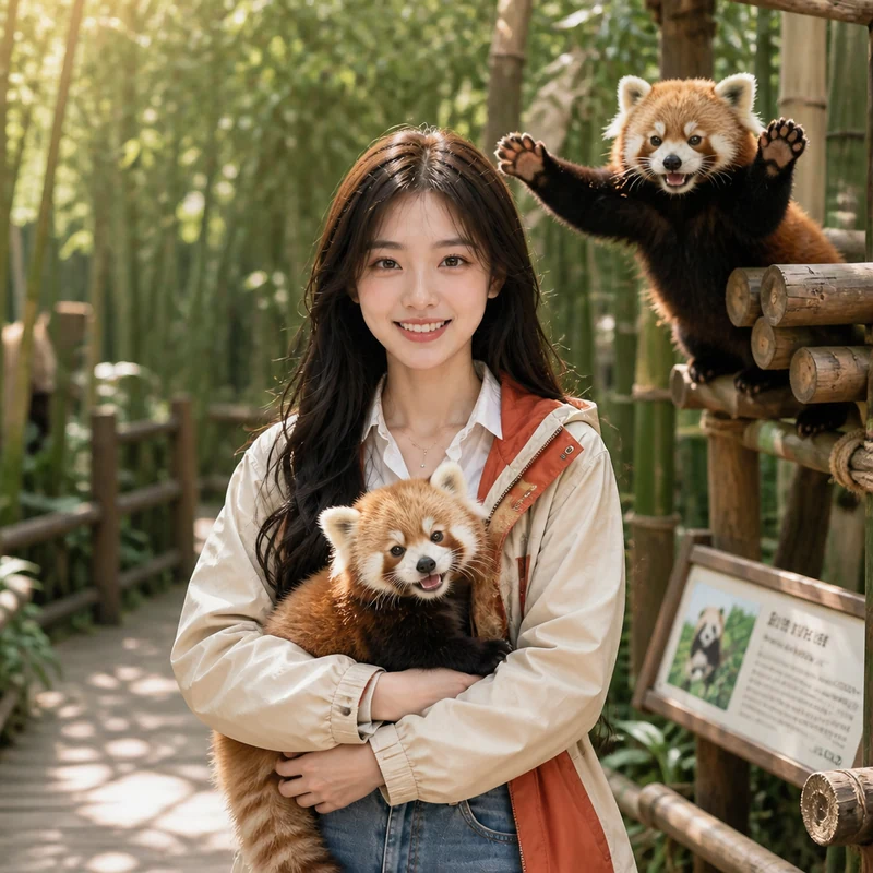 Red panda photo · AI female style preview