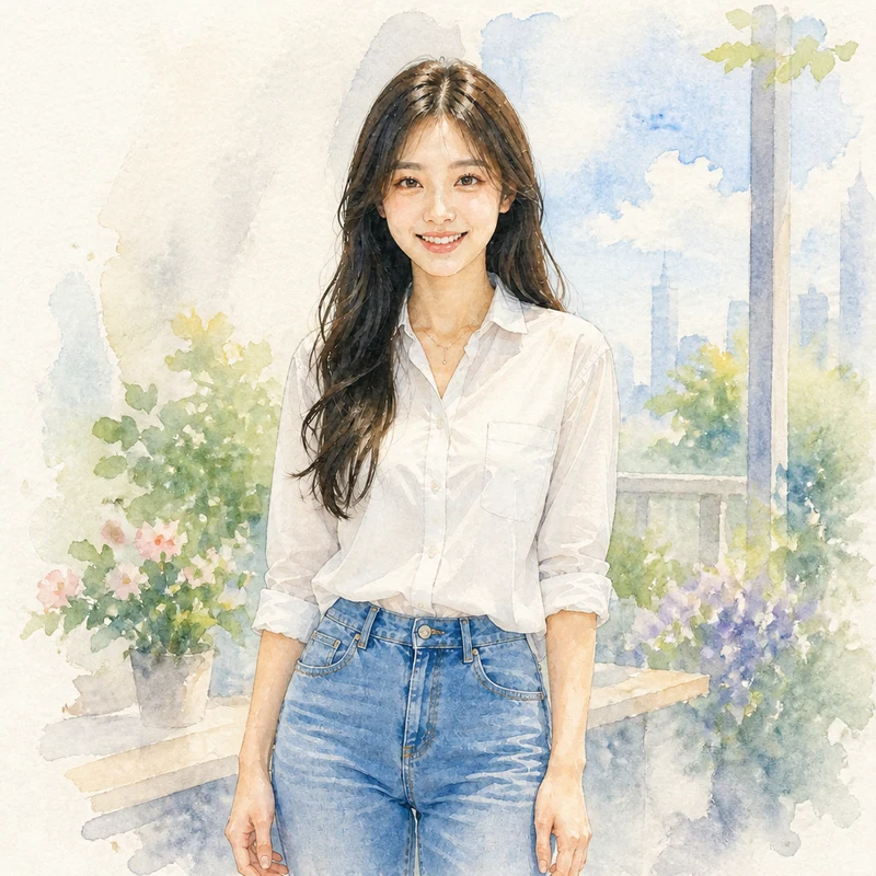 Watercolor style · AI female style preview