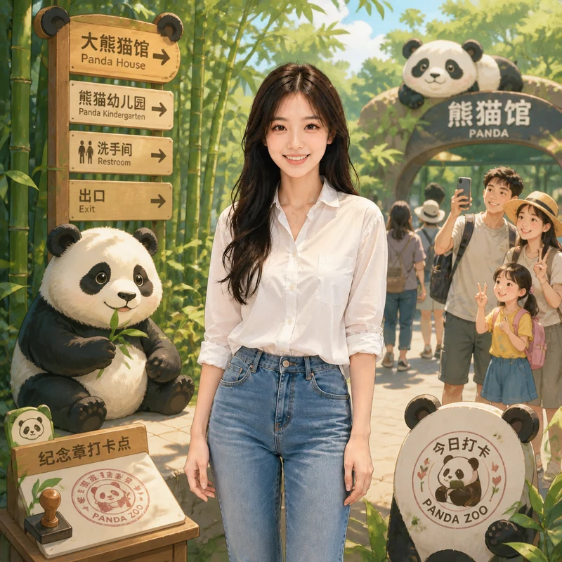 Zoo Panda Check-in·AI Female Style Preview