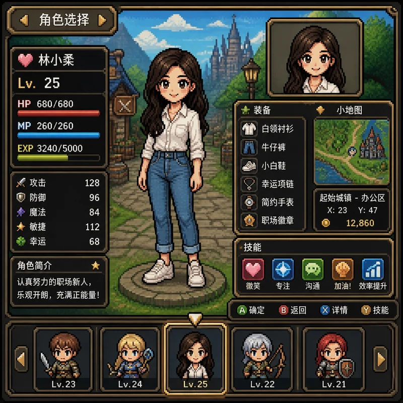 Pixel game character card·AI female style preview