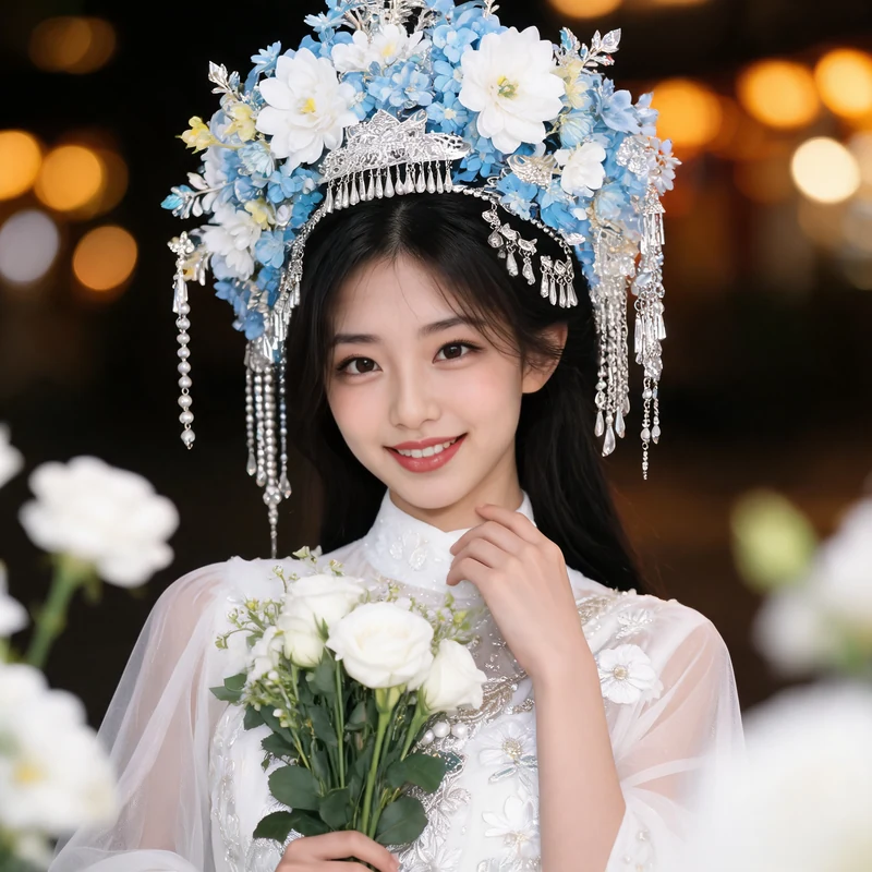 Silver Crown Flower Shadow · AI Female Style Preview