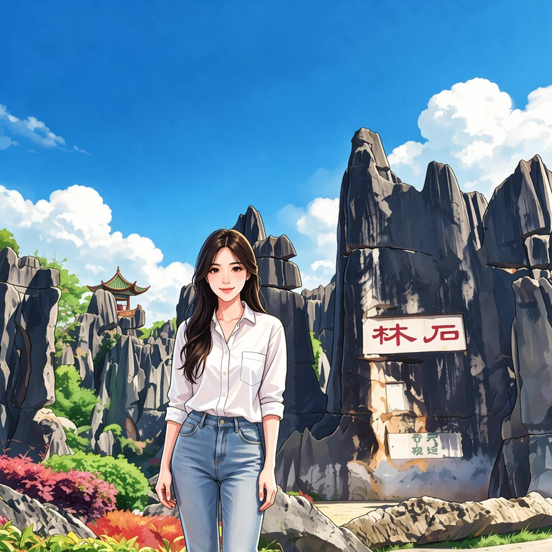 Yunnan Stone Forest · AI female style preview