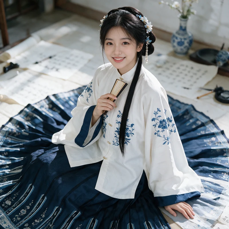 Blue and white porcelain Hanfu·AI female style preview
