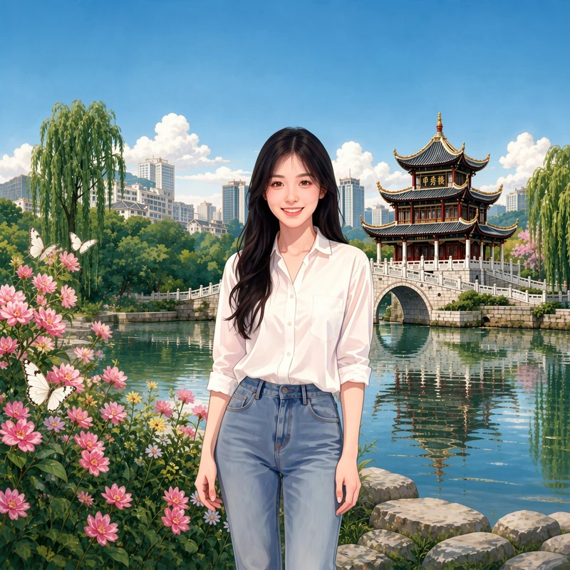 Guiyang Jiaxiu Tower · AI female style preview