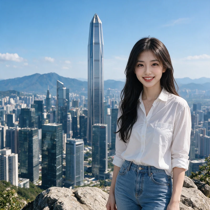 Shenzhen architectural complex · AI female style preview