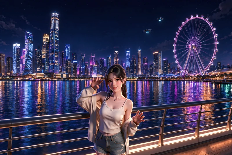 Ferris wheel night · AI female style preview